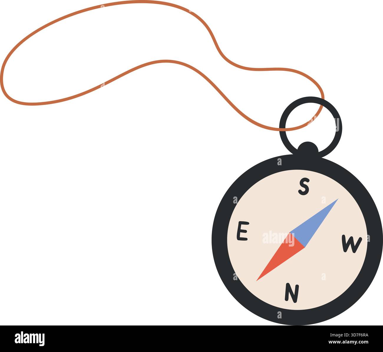 A compass with a red and blue arrow pointing to the left. The compass ...