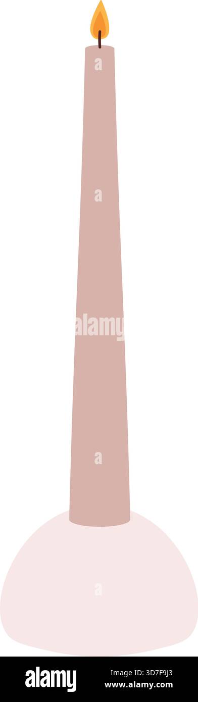 A candle is lit and is tall Stock Vector