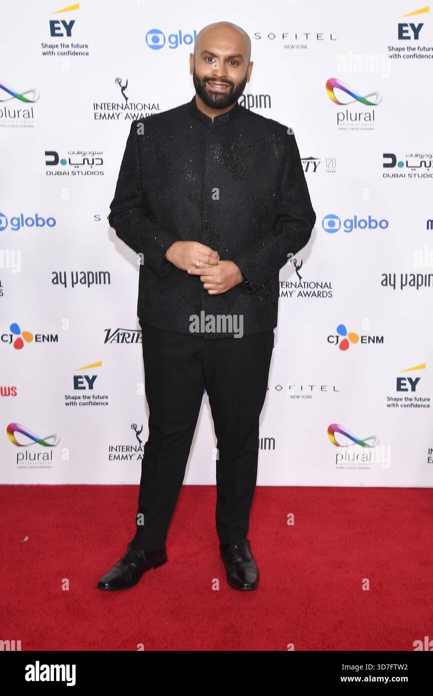 Haroon Rashid walking the red carpet at the 53rd International Emmy ...