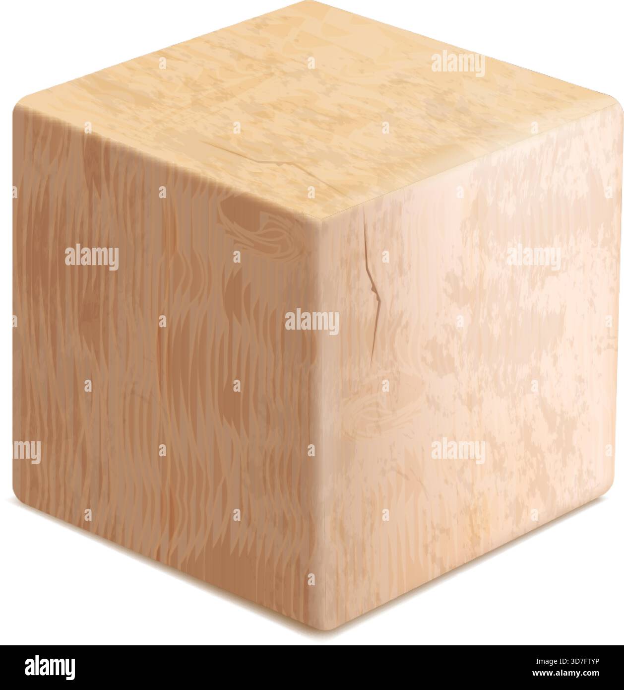 Wooden cube in perspective. Realistic block with timber texture ...