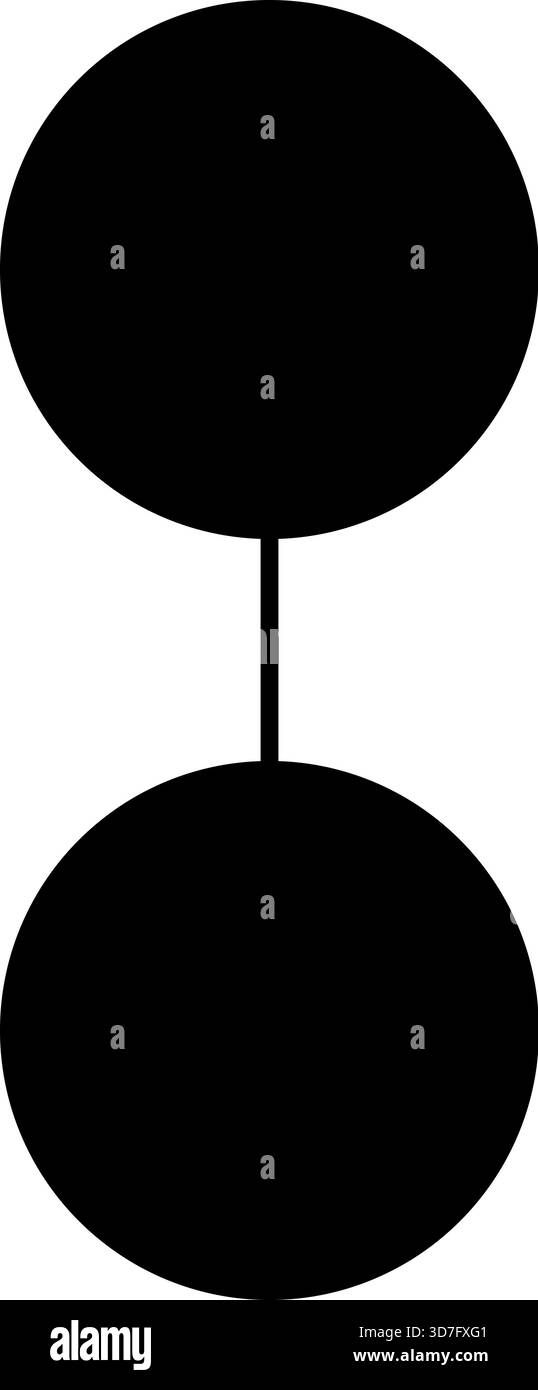 Minimalist composition featuring two circular dots connected by a thin-line structure. Stock Vector