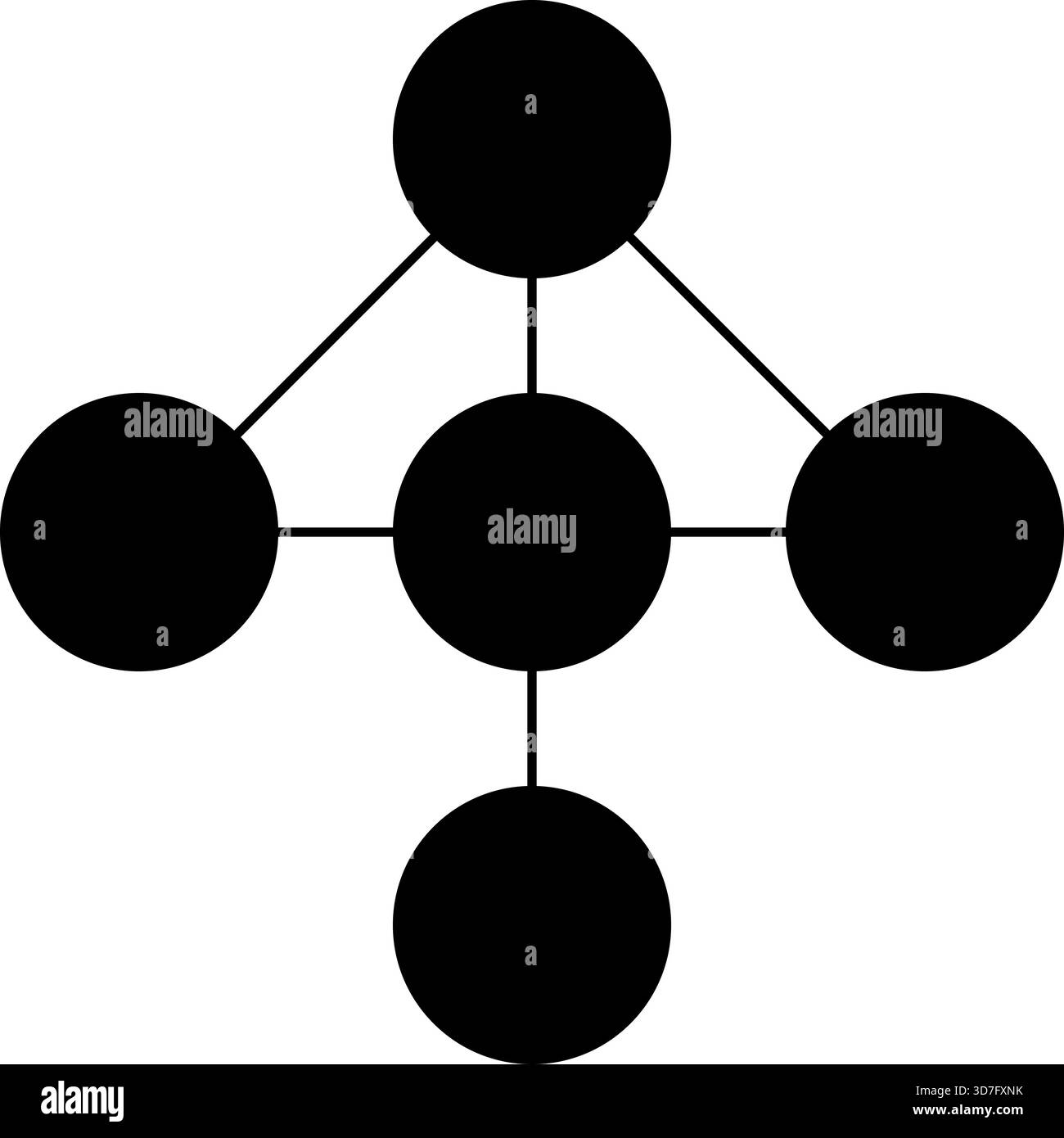 Triangular web-like structure formed by interconnected circular nodes. Stock Vector