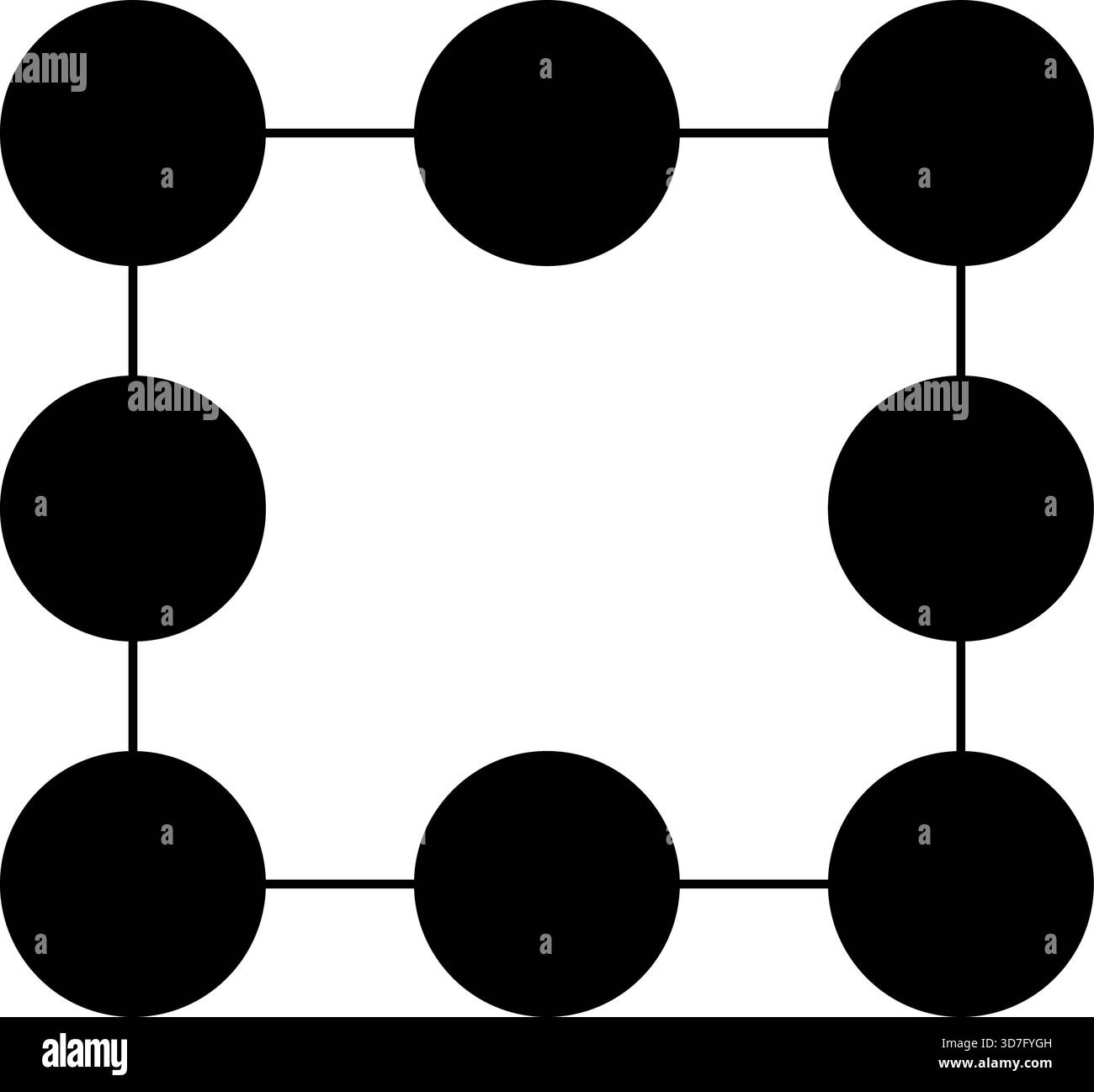Thin-line pixel grid composed of circular dots in structured alignment ...