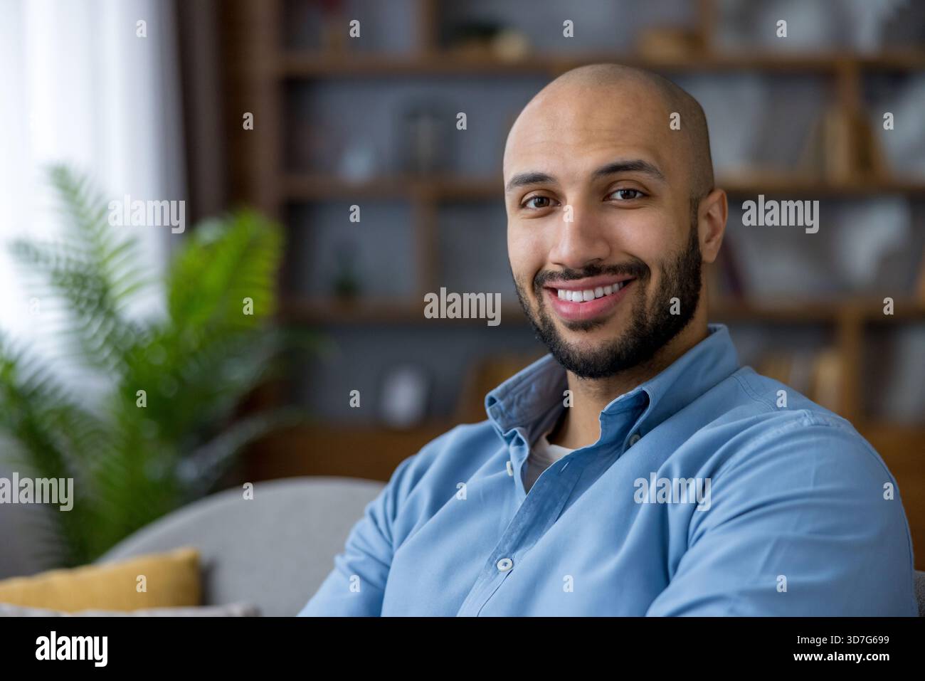 Contented young bald man hi-res stock photography and images - Alamy