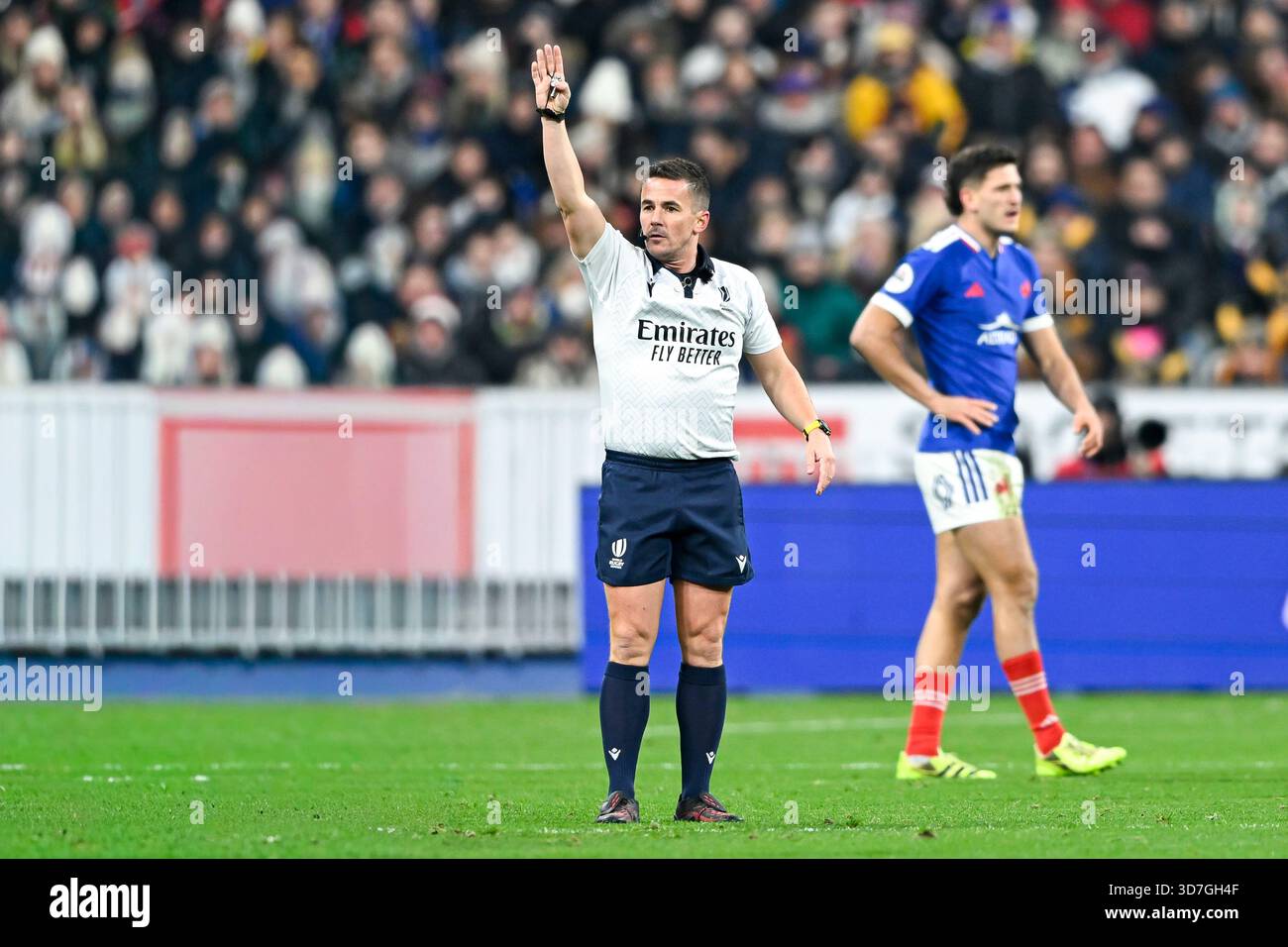 Luke Rees Referee Referee Luke Pearce during the Quilter Nations Series rugby union match ...