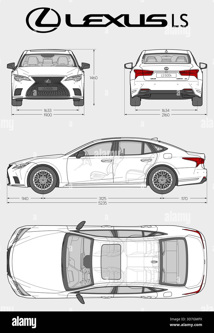 Lexus LS Car Blueprint Vector Drawing Stock Vector Image & Art - Alamy