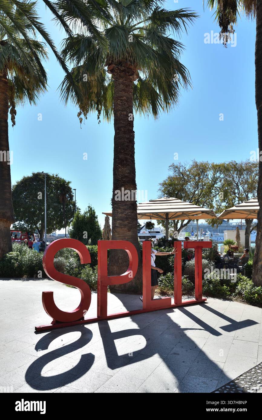 A sign giving tourist a picture taking opportunity in Split, Croatia Stock Photo