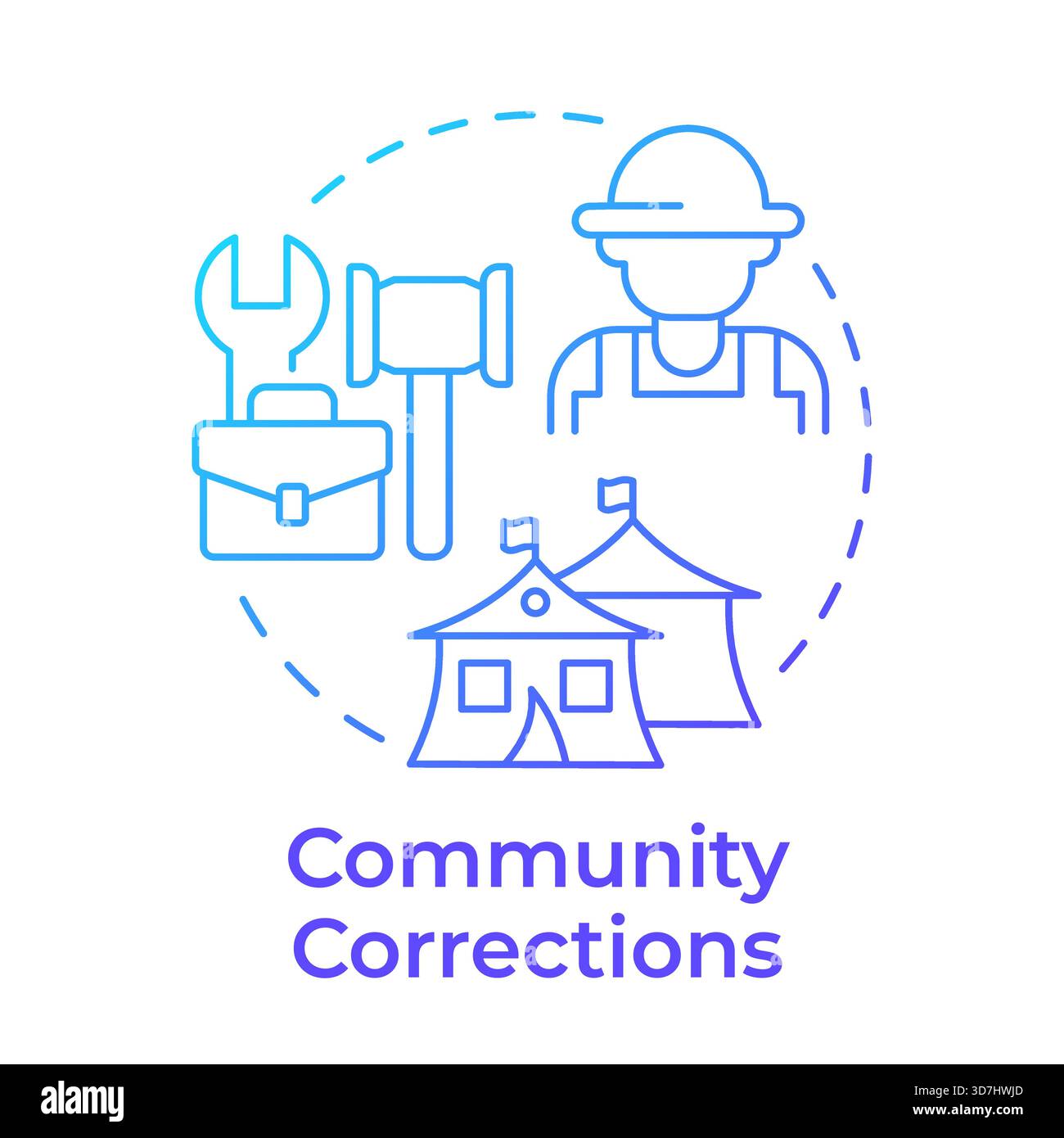 Community corrections blue gradient concept icon Stock Vector