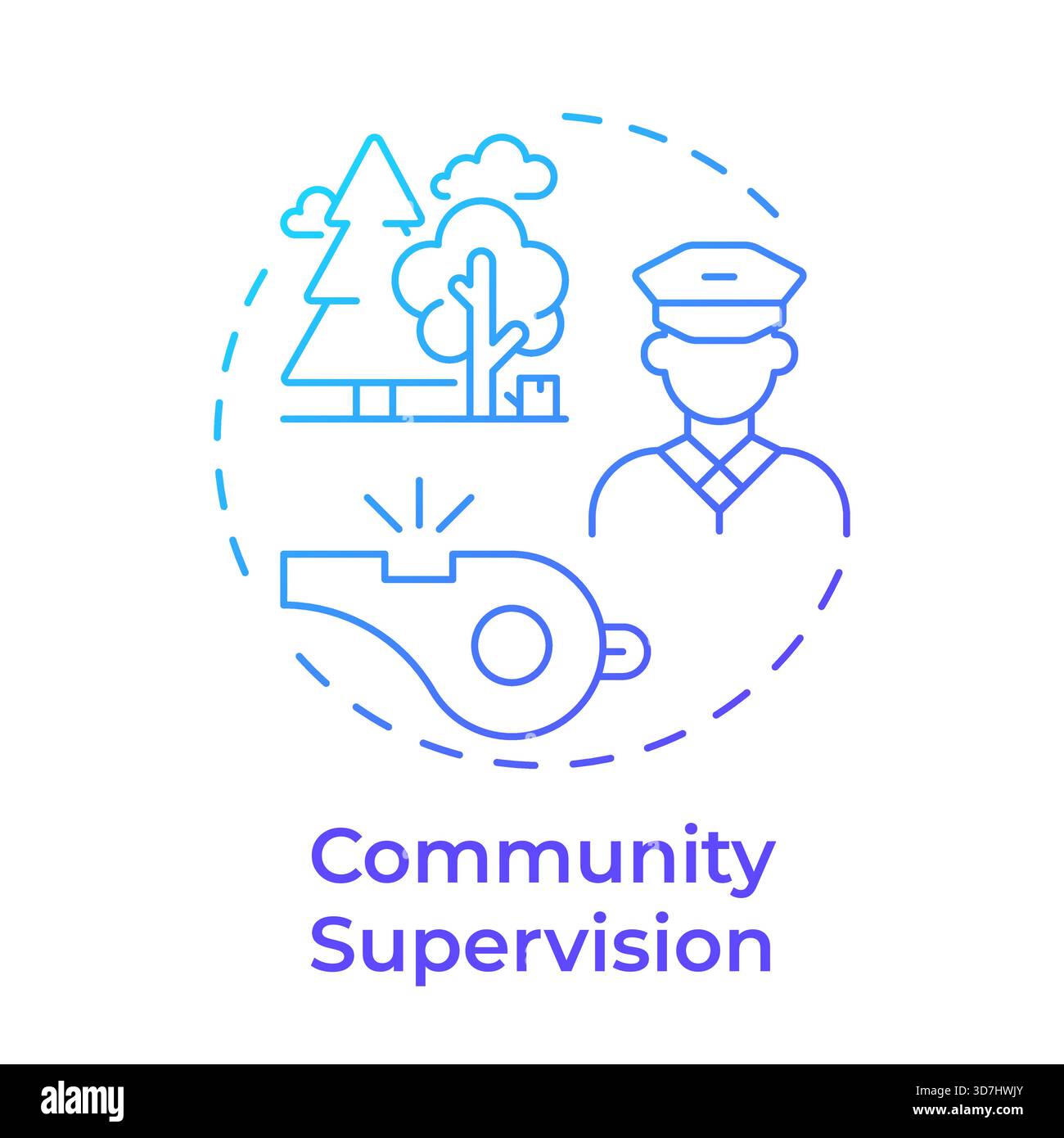 Community supervision blue gradient concept icon Stock Vector