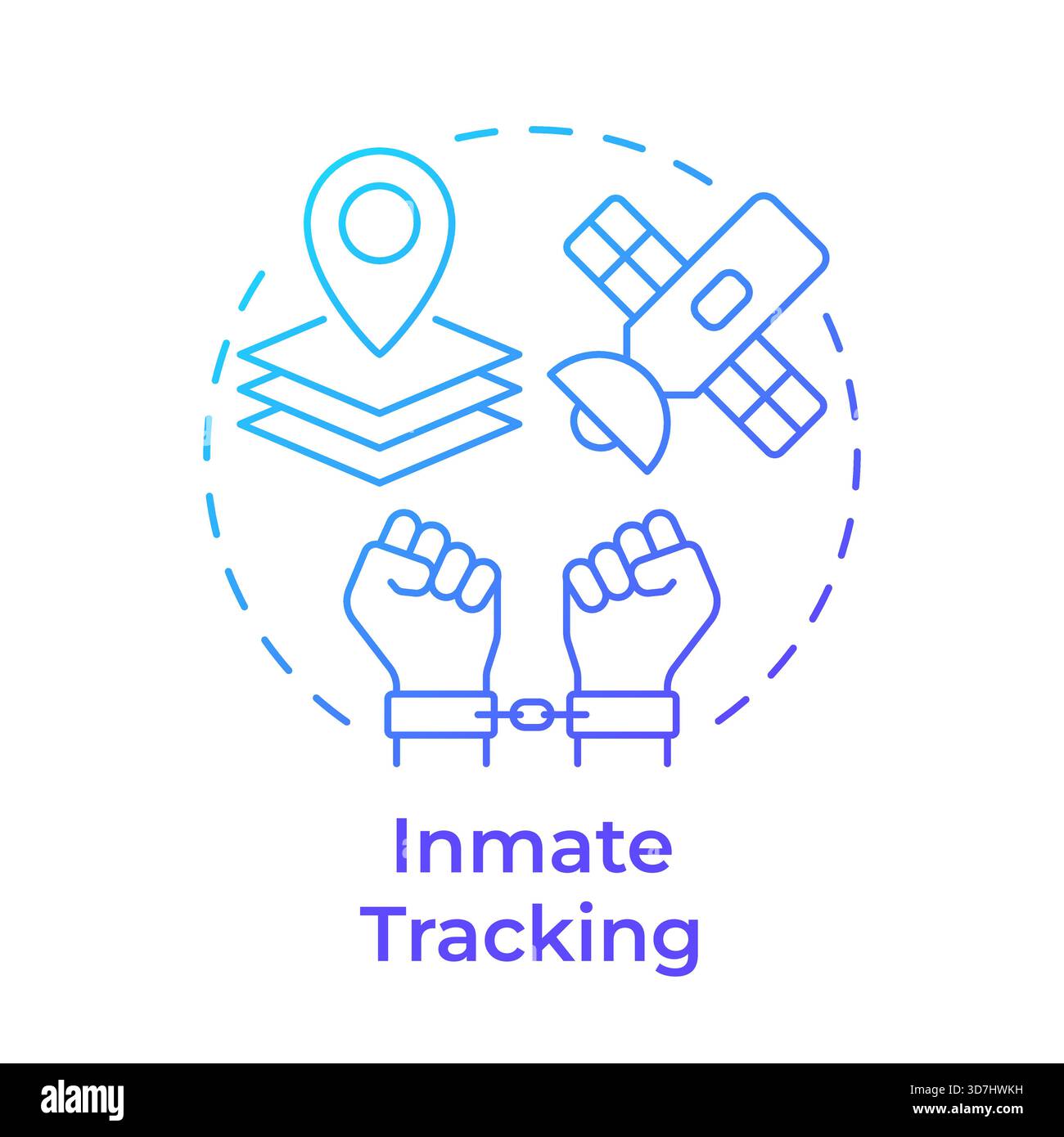 Inmate tracking blue gradient concept icon Stock Vector
