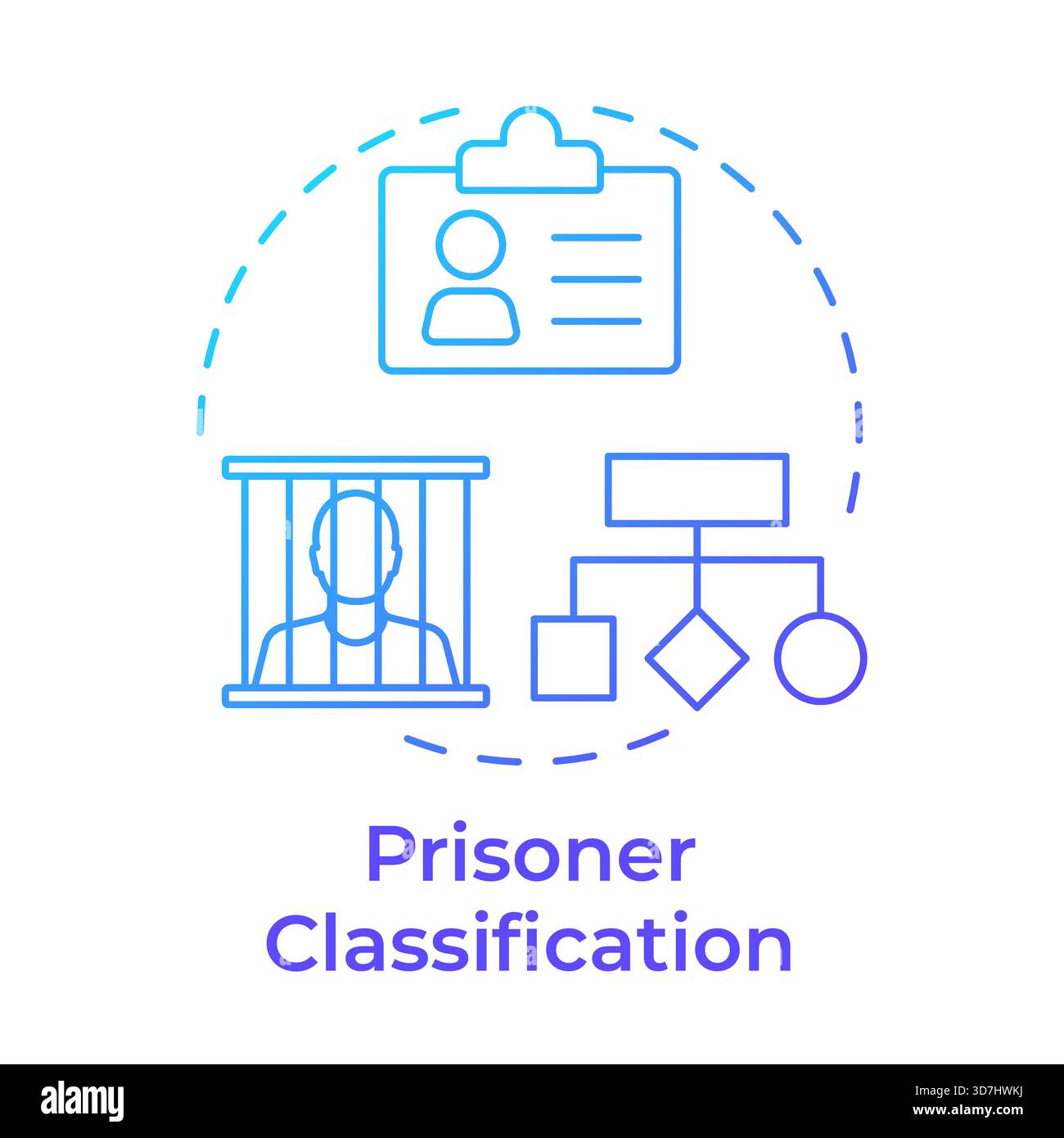 Prisoner classification blue gradient concept icon Stock Vector