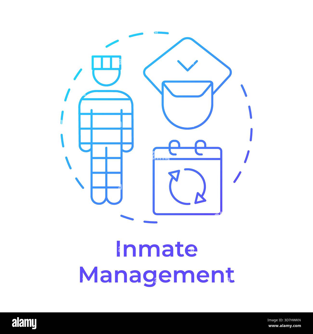 Inmate management blue gradient concept icon Stock Vector