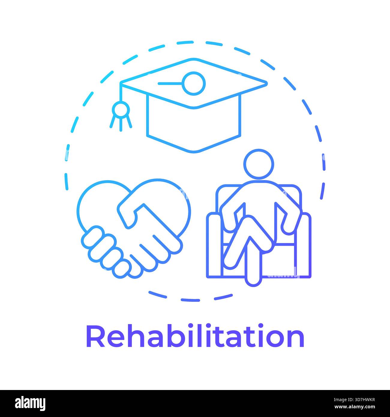Rehabilitation blue gradient concept icon Stock Vector