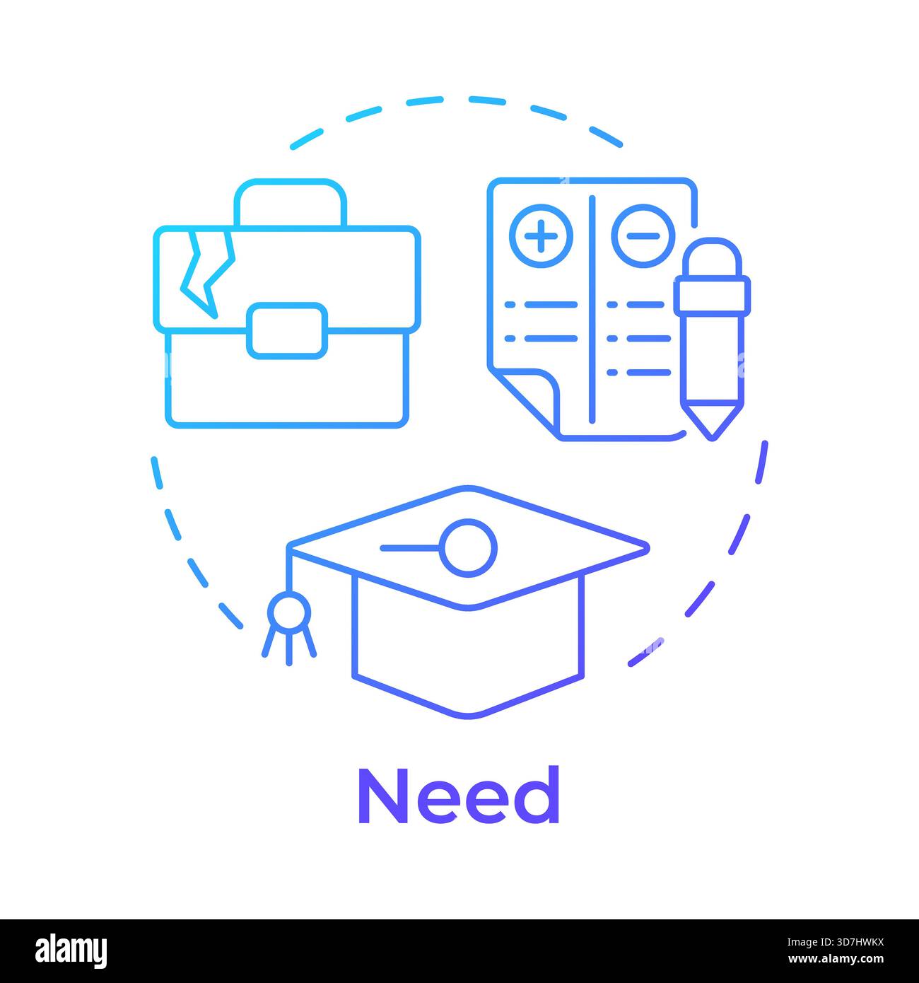 Need blue gradient concept icon Stock Vector