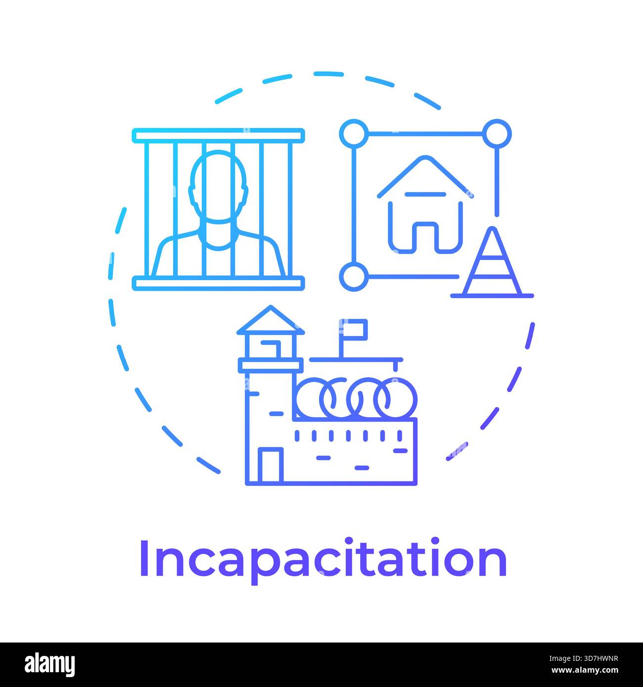 Incapacitation blue gradient concept icon Stock Vector