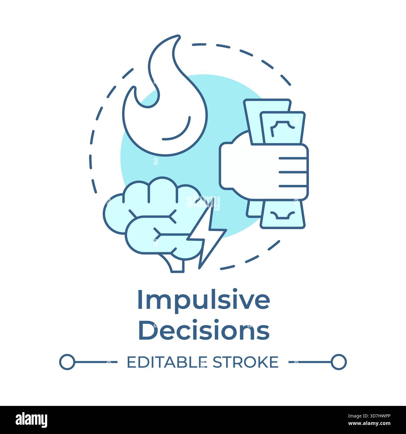 Impulsive decisions soft blue concept icon Stock Vector