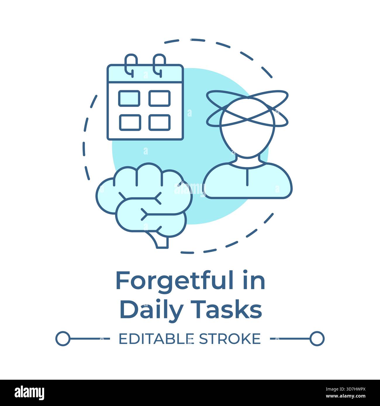 Forgetful in daily tasks soft blue concept icon Stock Vector