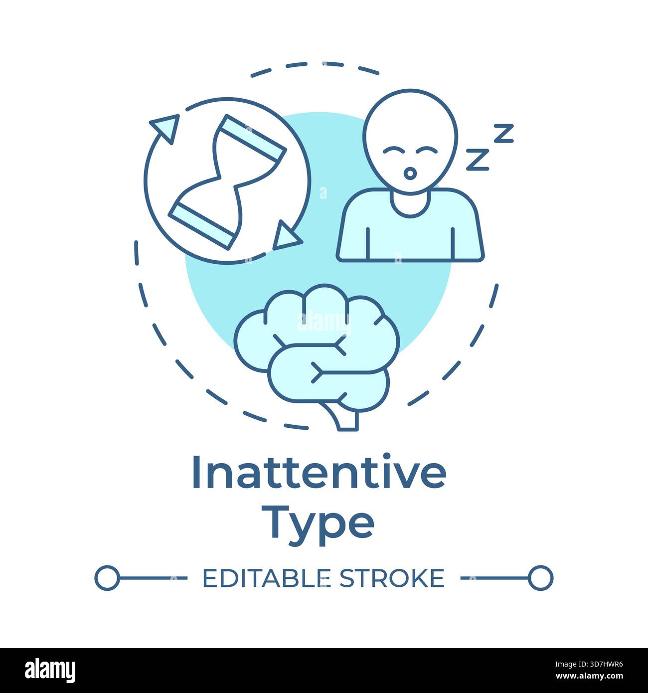 Inattentive type soft blue concept icon Stock Vector
