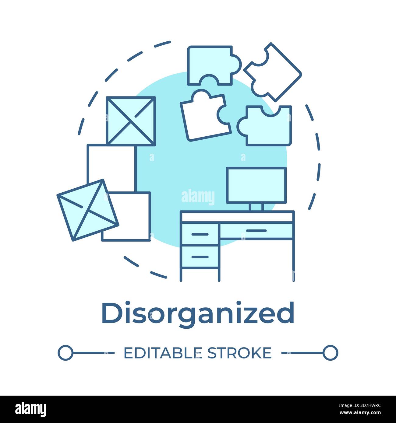 Disorganized soft blue concept icon Stock Vector