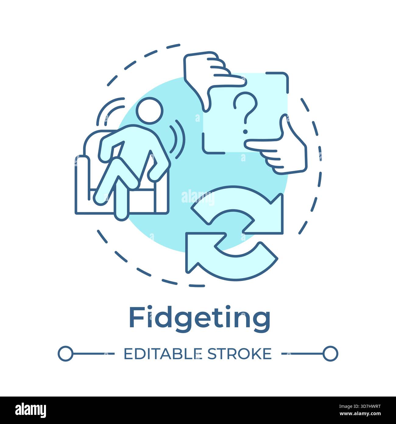 Fidgeting soft blue concept icon Stock Vector