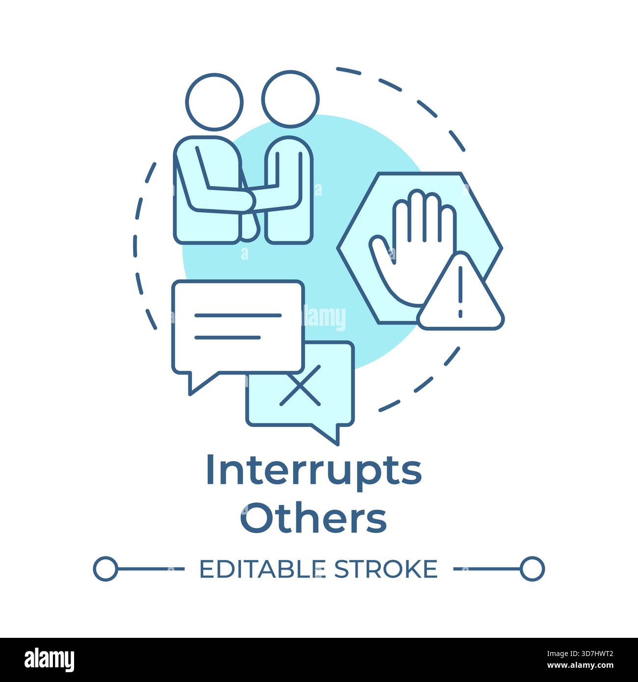 Interrupts others soft blue concept icon Stock Vector