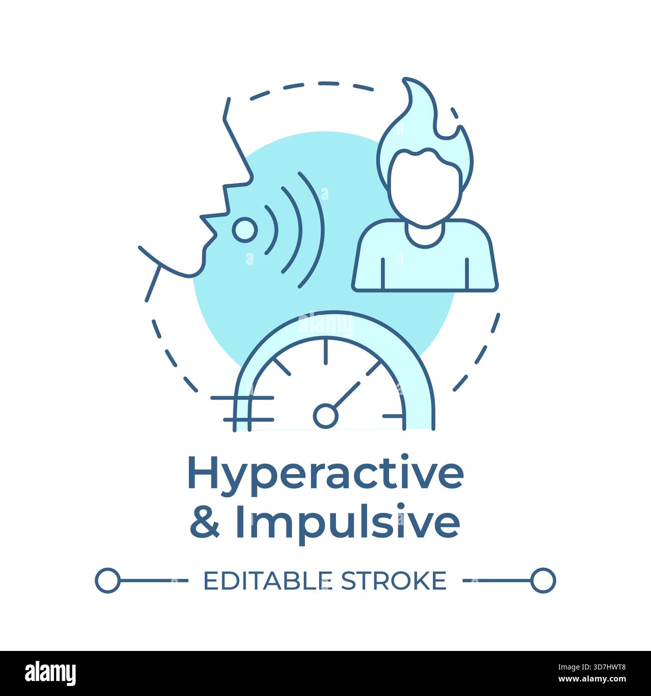 Hyperactive and impulsive soft blue concept icon Stock Vector