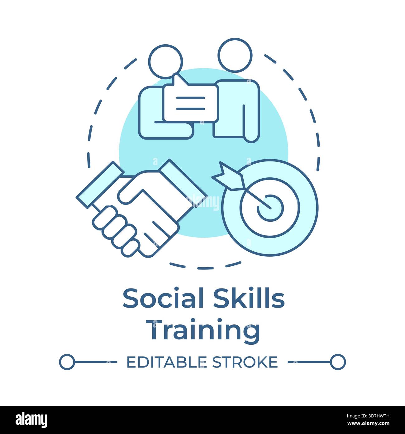 Social skills training soft blue concept icon Stock Vector