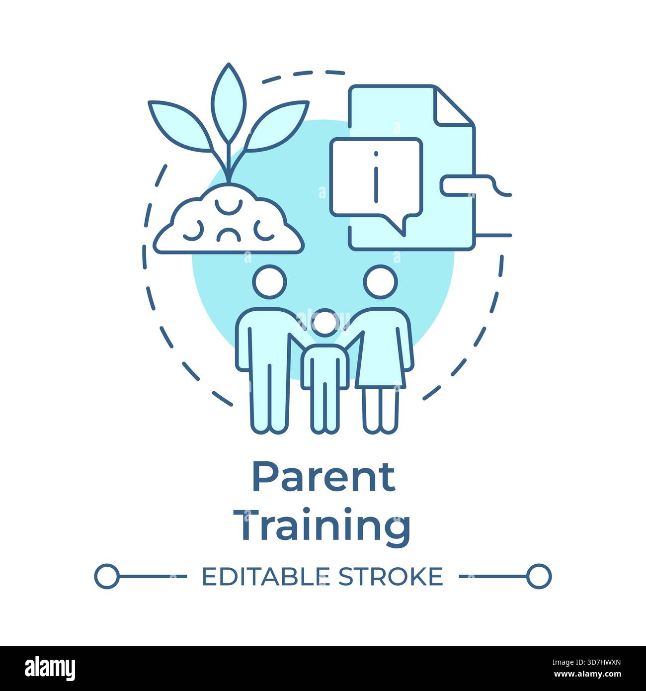 Parent training soft blue concept icon Stock Vector