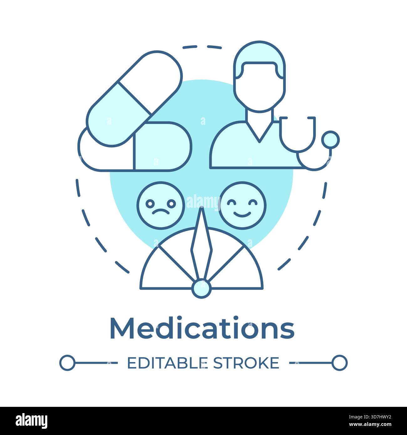 Medications soft blue concept icon Stock Vector