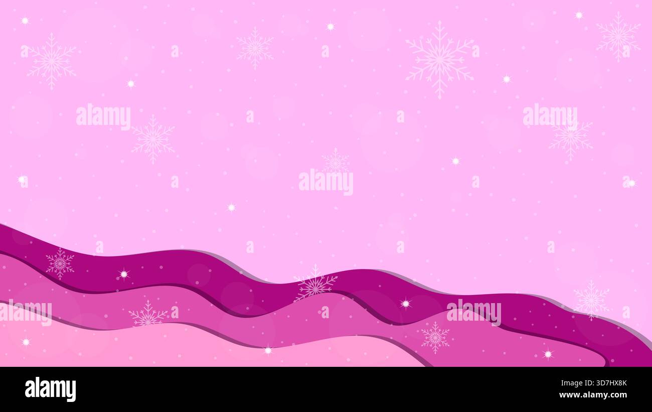 Falling And Sparkling Snowflakes In Winter On A Pink Background Stock ...