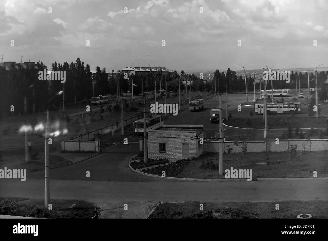 Slavyansk, Ukraine, USSR - 1986: A high-angle panoramic view of the ...