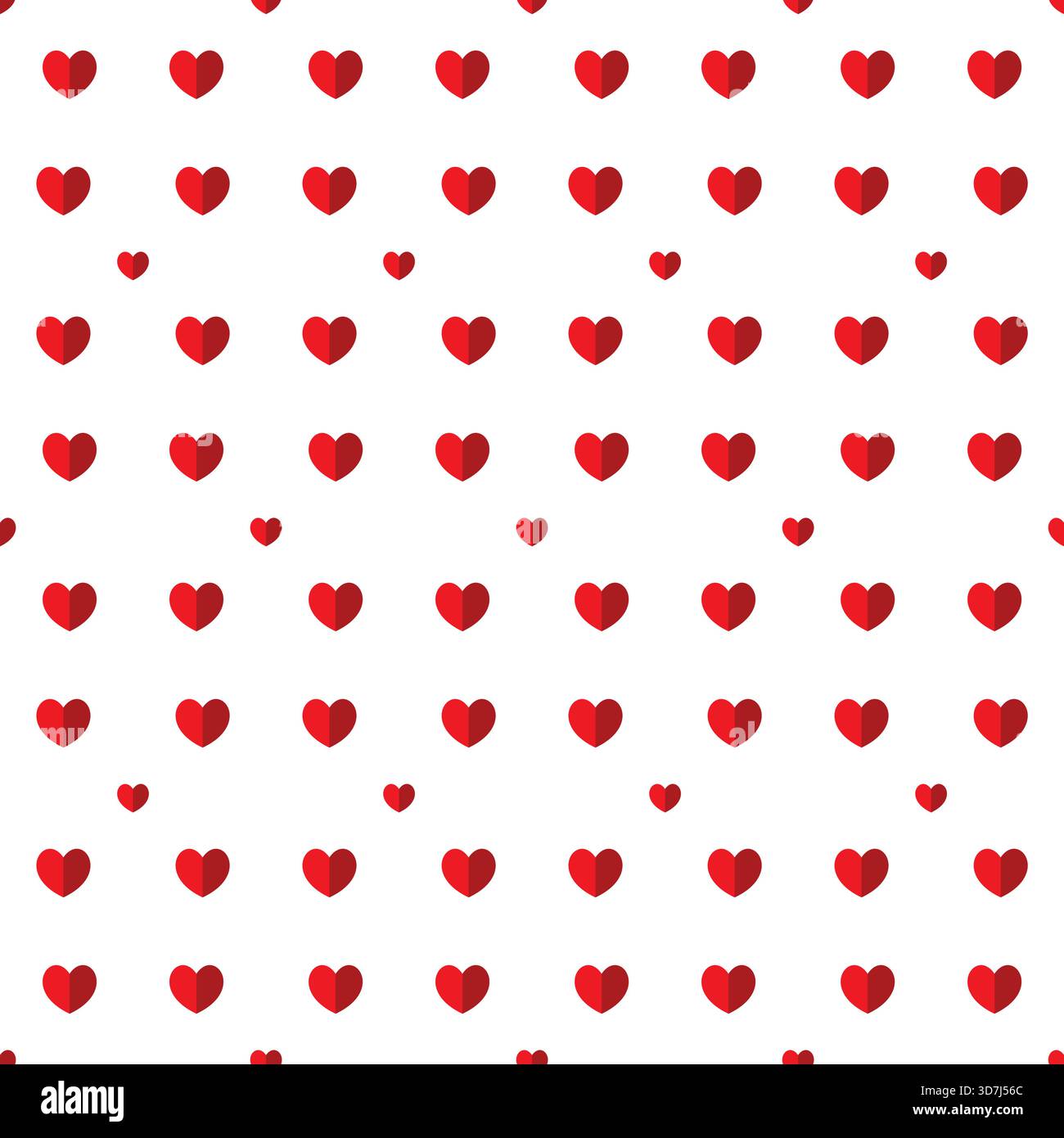 Red Heart Seamless Pattern on White Background Design Stock Vector