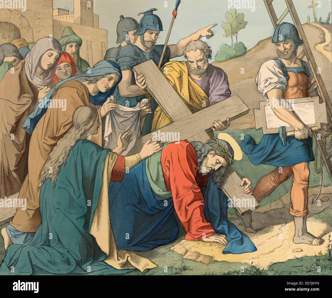 Biblical story, Jesus carrying the heavy cross, Jesus carried the heavy ...