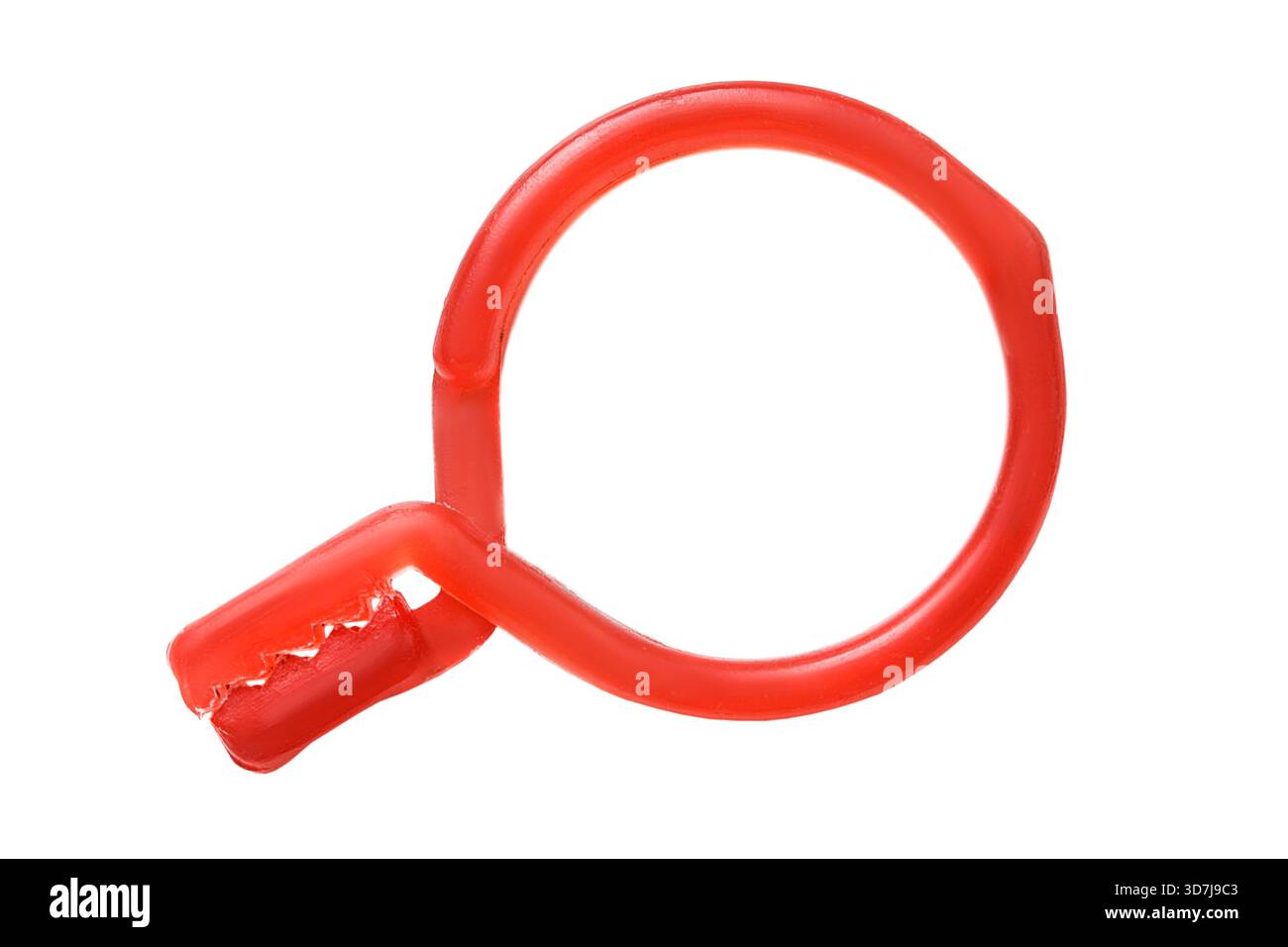 Old red plastic clothespin clip isolated on white background Stock Photo