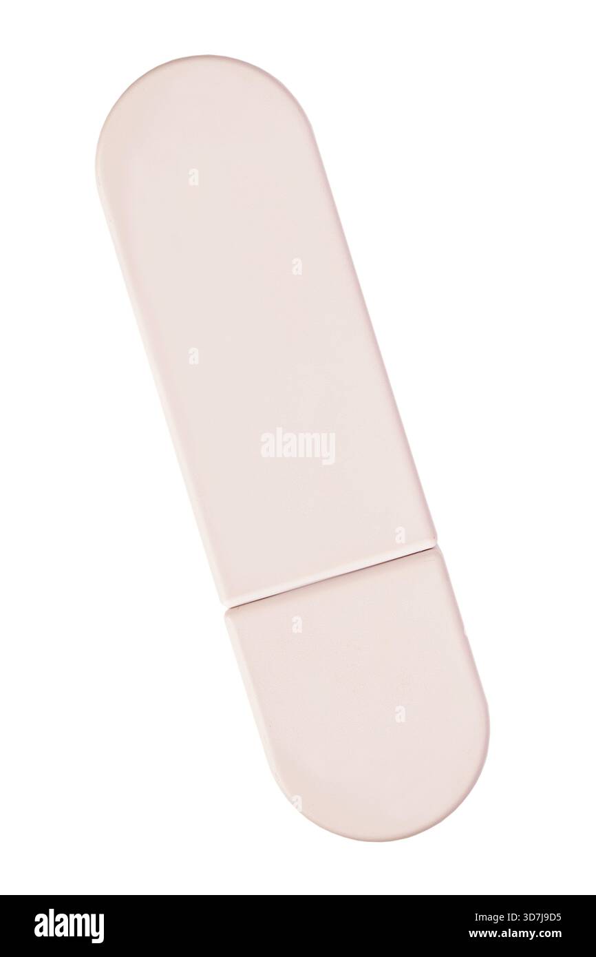 Ivory beige blank plastic lipstick case isolated on white background Stock Photo