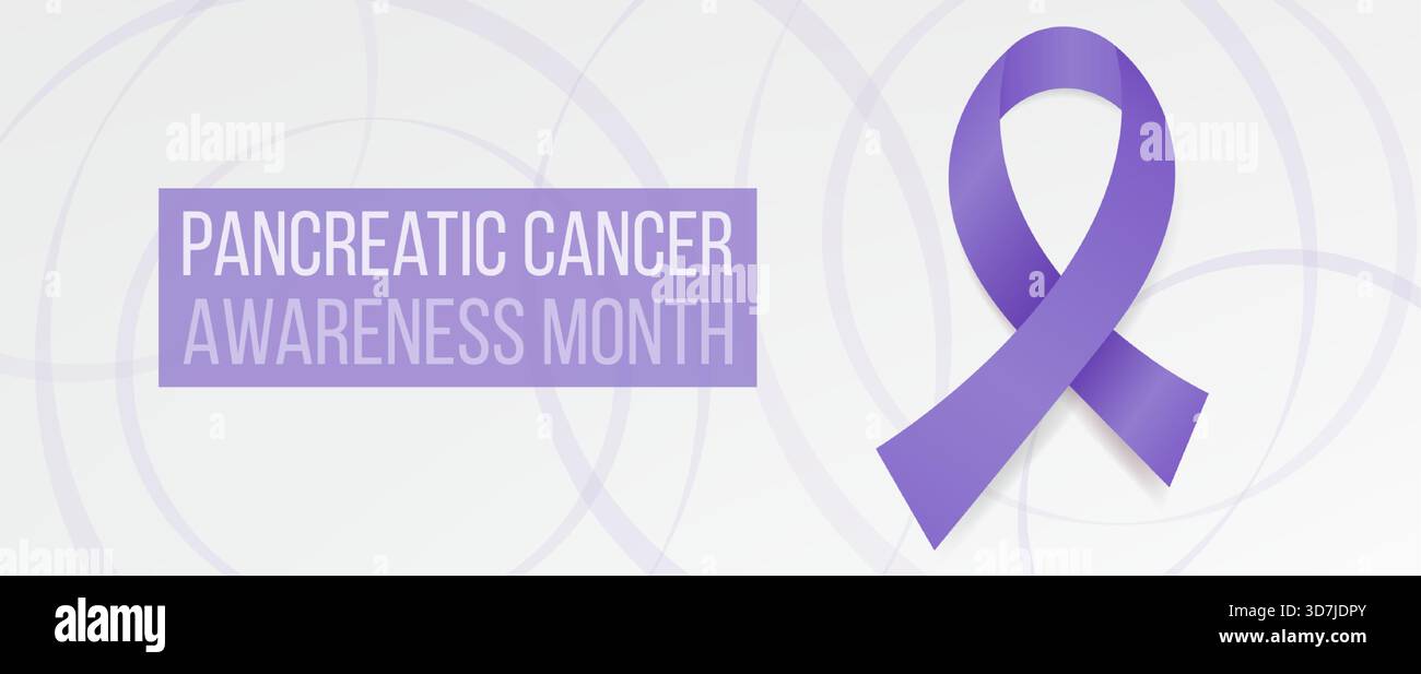 Pancreatic Cancer Awareness Month concept. Banner template with purple ...