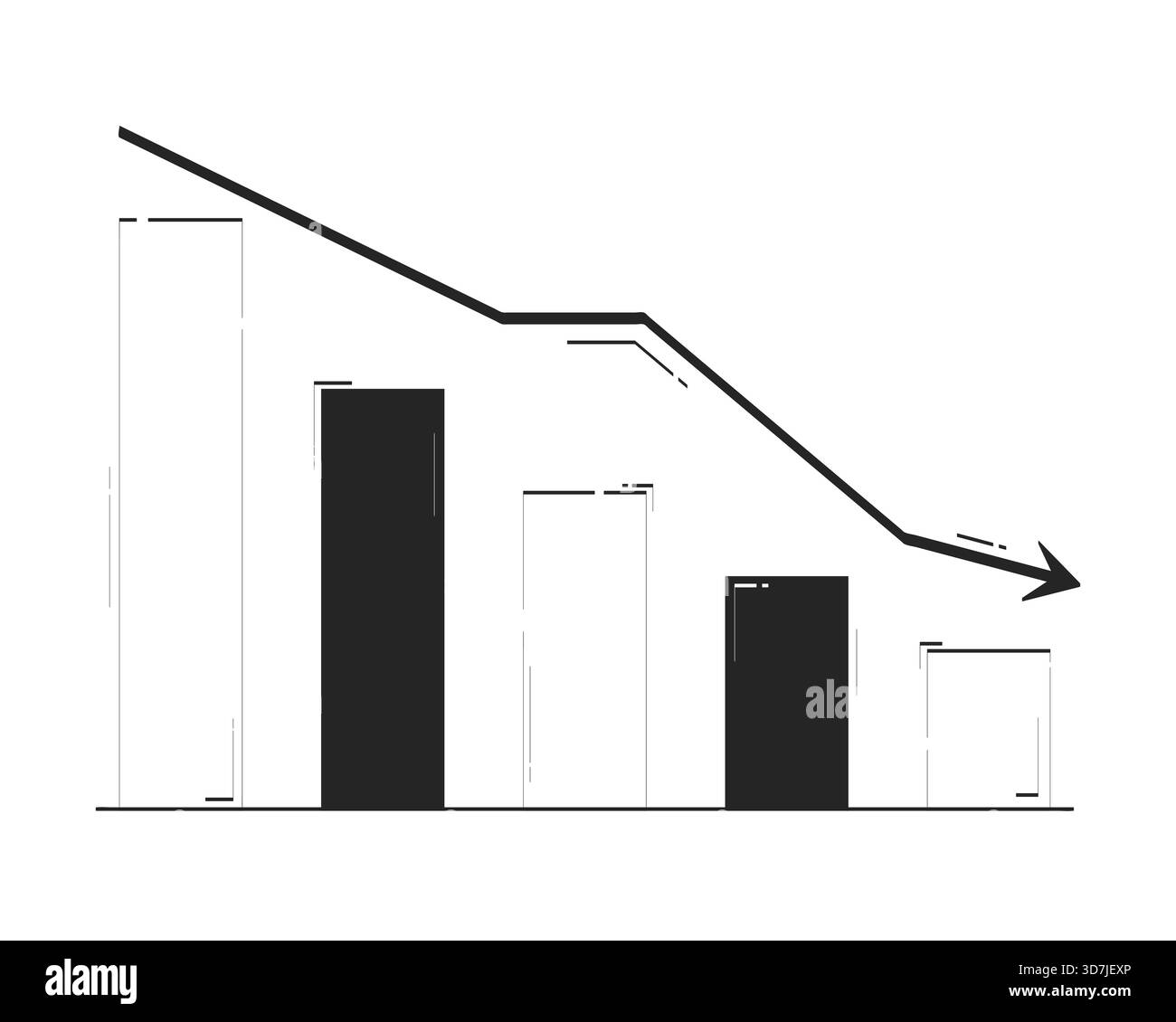 Bar chart with downward trend arrow doodle linear object Stock Vector ...