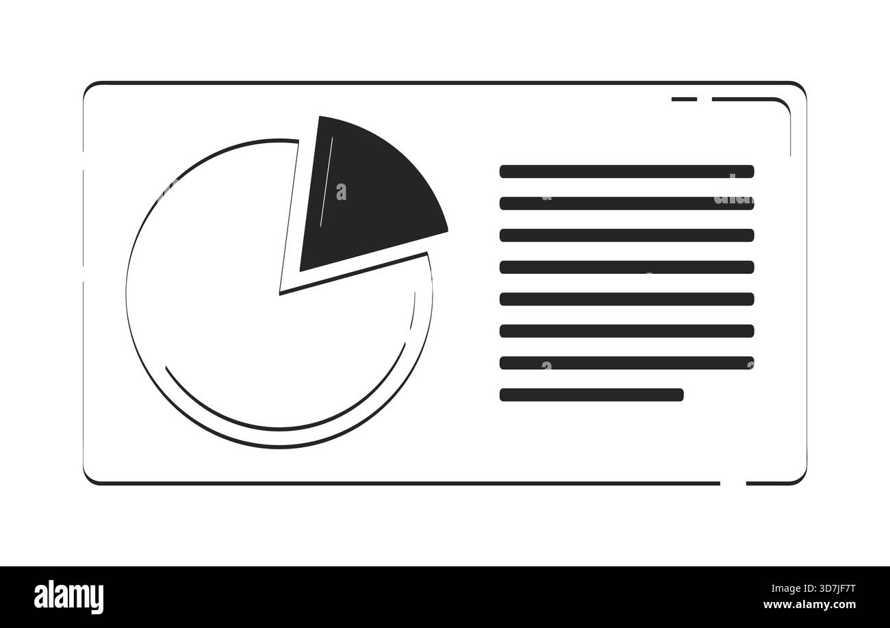 Pie chart infographic with report summary doodle linear object Stock Vector