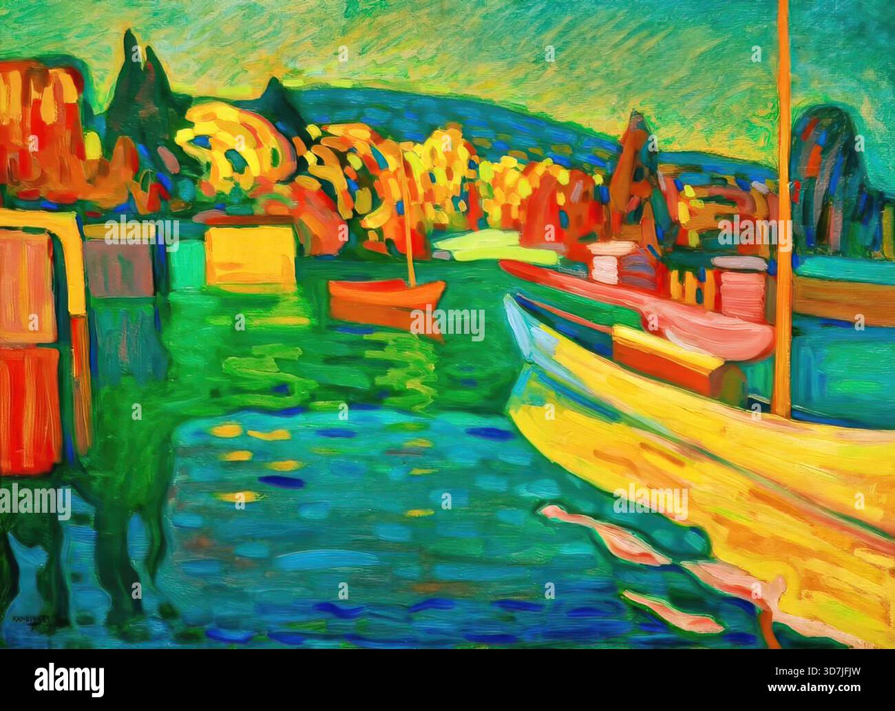 Autumn landscape with boats kandinsky Stock Vector Images - Alamy