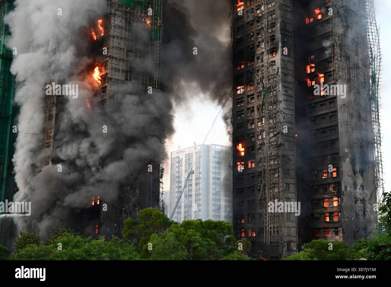 A General View Showing The Major Fire At Wang Fuk Court In Tai Po On a-general-view-showing-the-major-fire-at-wang-fuk-court-in-tai-po-on