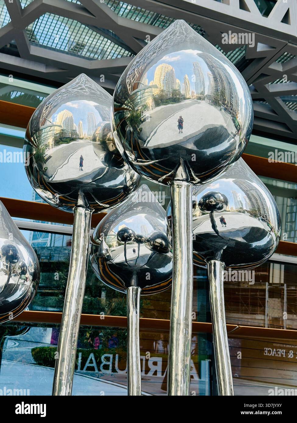 steel sculpture outside dubai opera house - Smartphone Captured Stock Image
