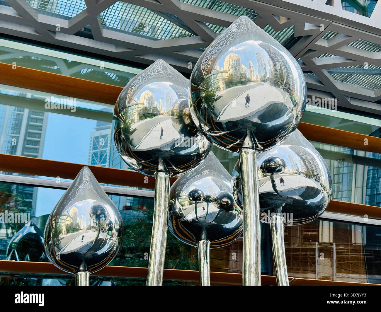 steel sculpture outside dubai opera house - Smartphone Captured Stock Image