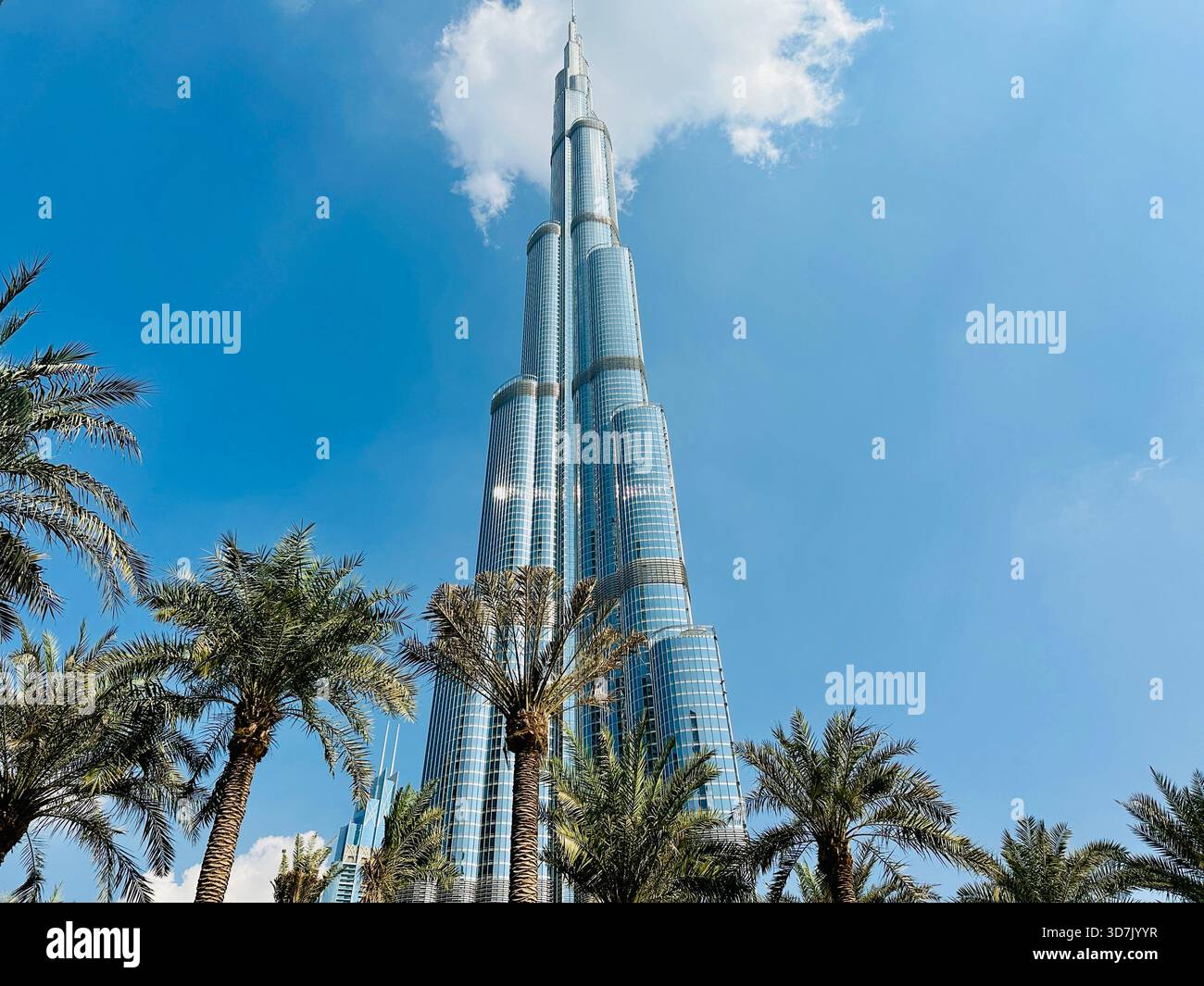 Buildings Dubai Burj Park with trees - Smartphone Captured Stock Image