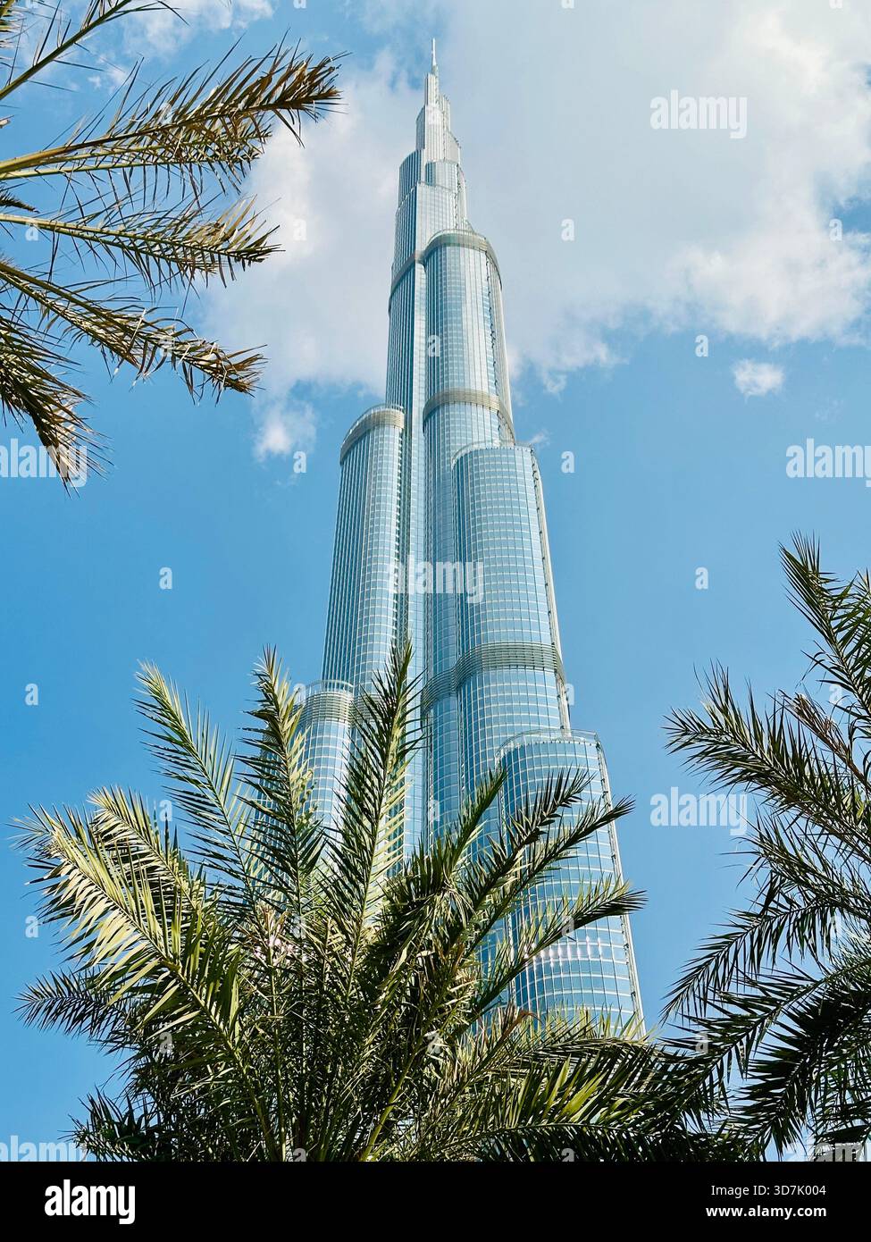Buildings Dubai Burj Park with trees - Smartphone Captured Stock Image