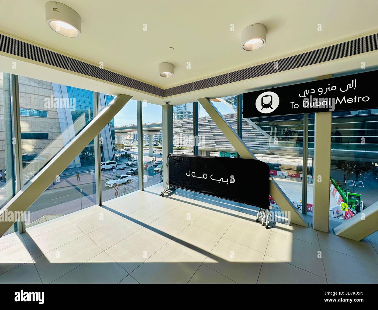 interior passageway dubai metro to dubai mall - Smartphone Captured Stock Image