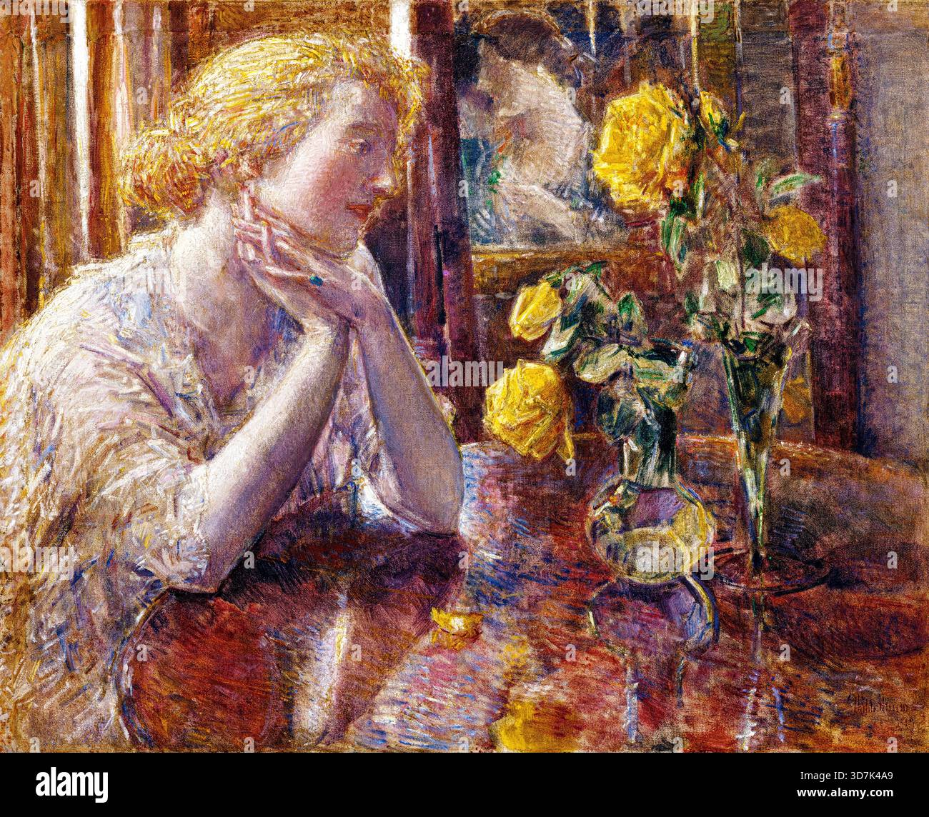 marechal-niel-roses-by-frederick-childe-hassam-1910-american