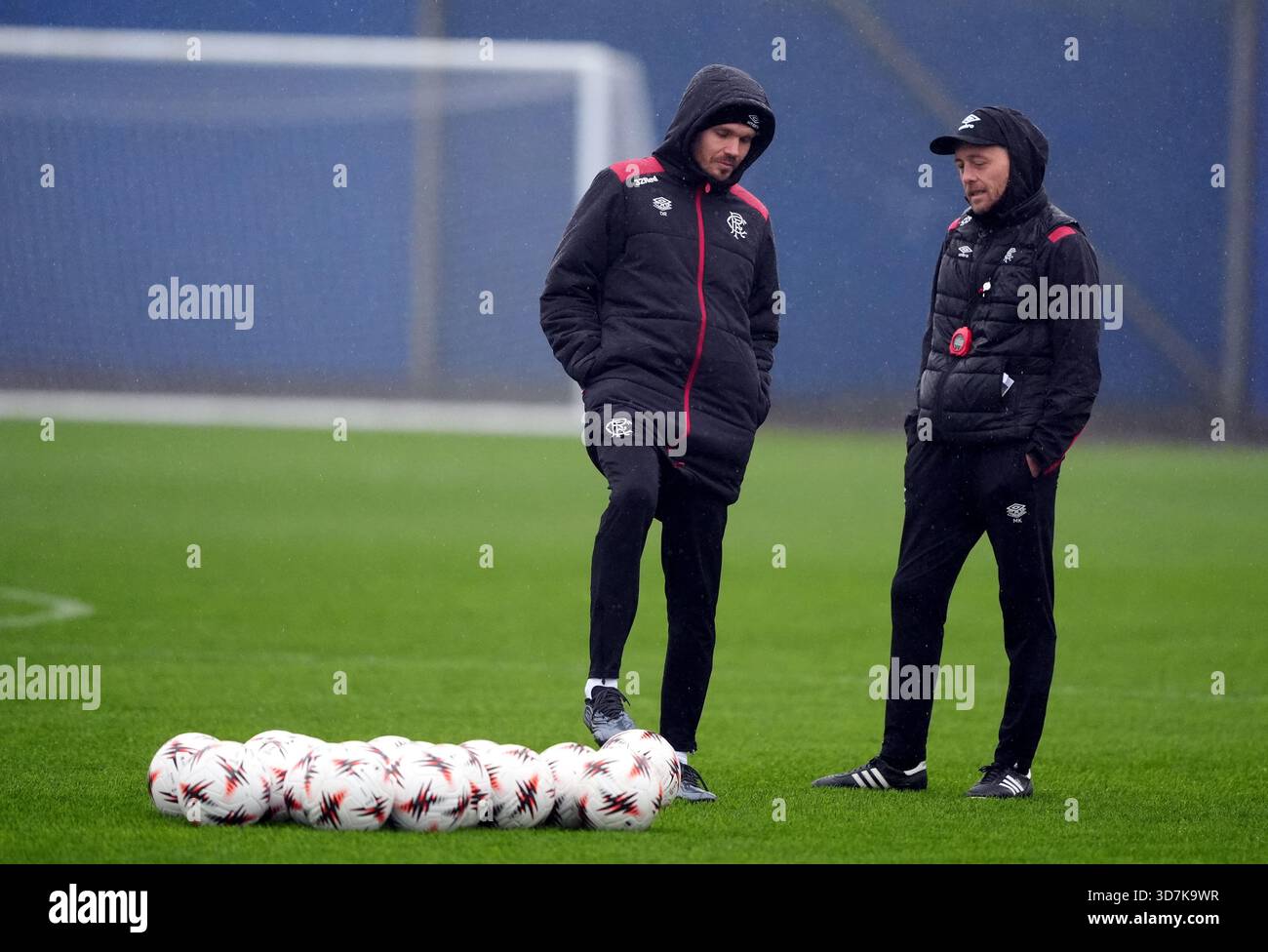 Danny Rhol Mask Rangers Rangers manager Danny Rohl (left) during a training session at the ...