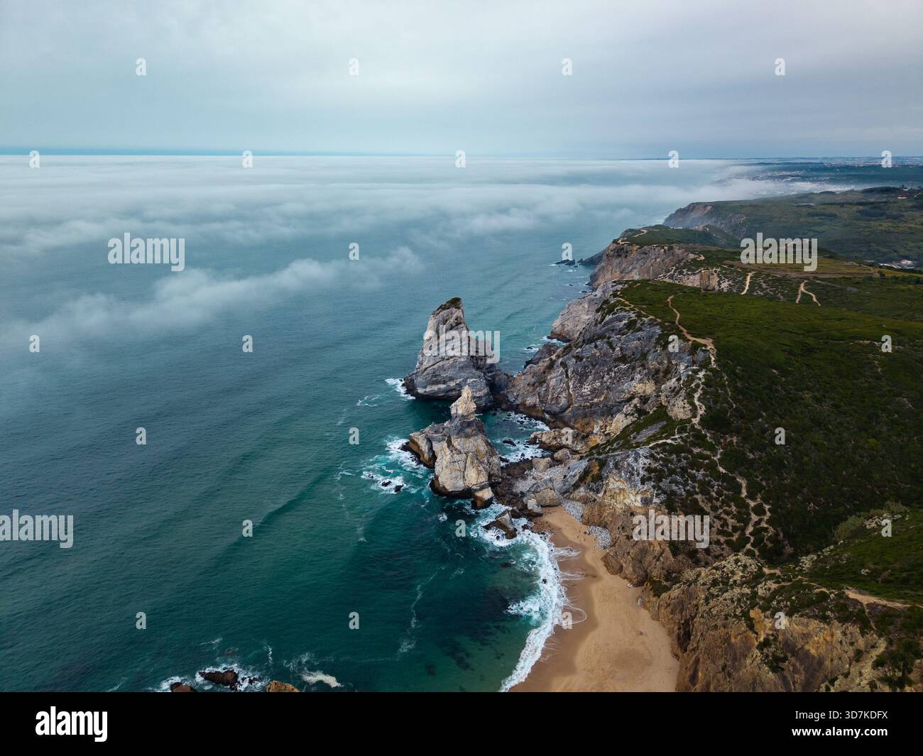Dramatic Point A breathtaking aerial photograph of Cabo da Roca, the westernmost point ...