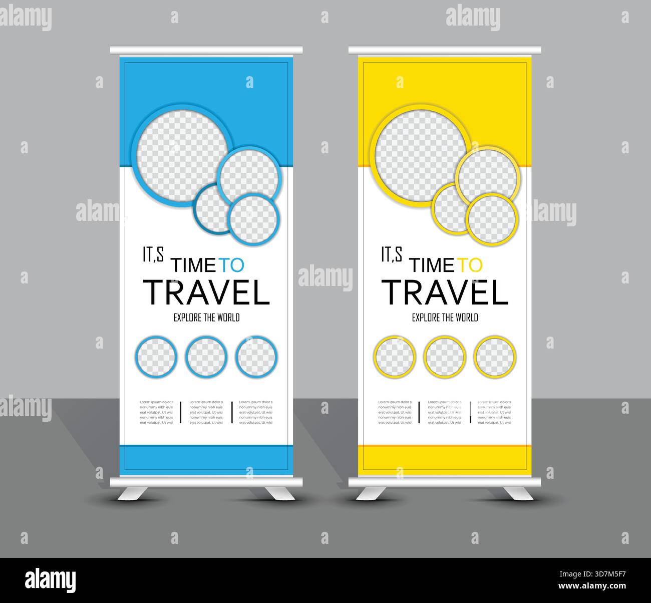 Travel roll up banner template, stand banner, pull banner design Stock Vector