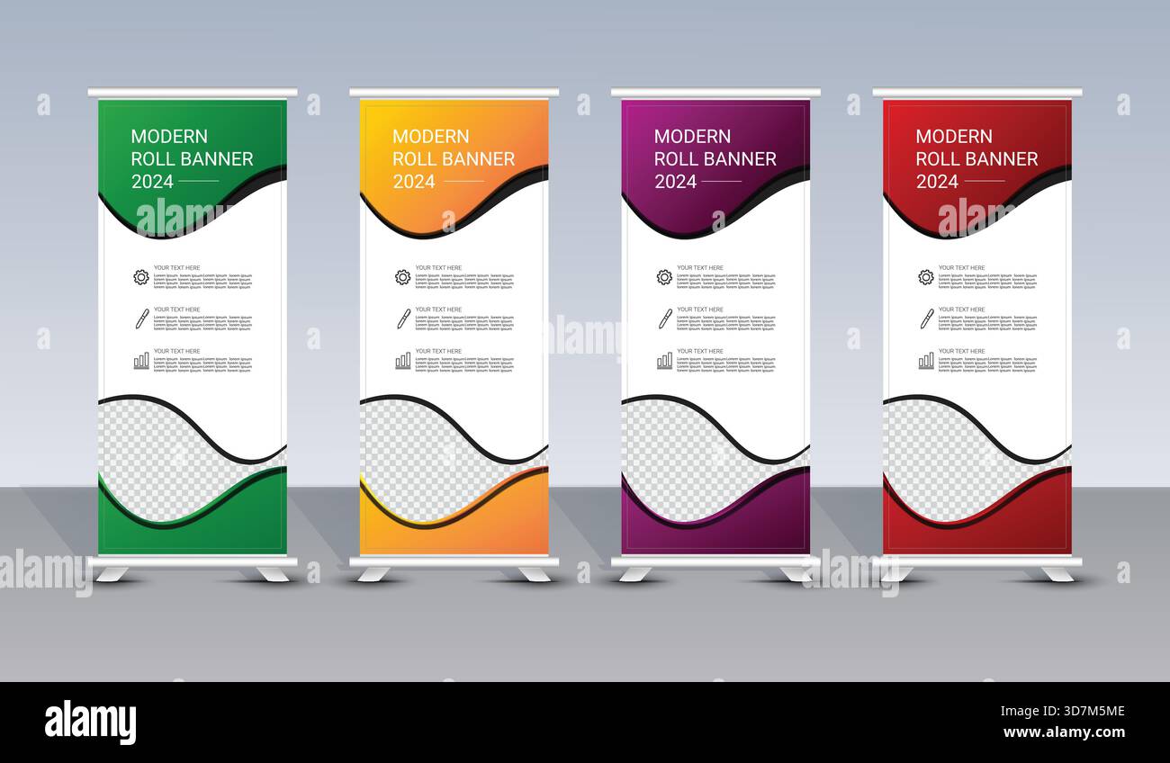 Modern roll-up banner design template, vertical, abstract background ...